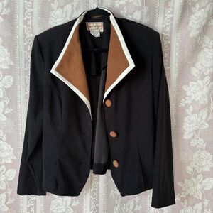 Karin Stevens Vintage Women's Black and Brown Jacket